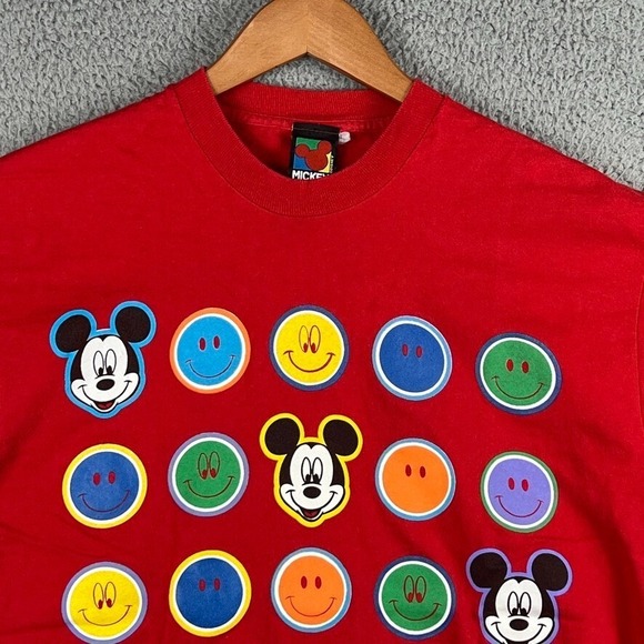 Vintage Disney Mickey Unlimited T Shirt Adult M Red Smiley Face Graphic Print - Picture 2 of 14